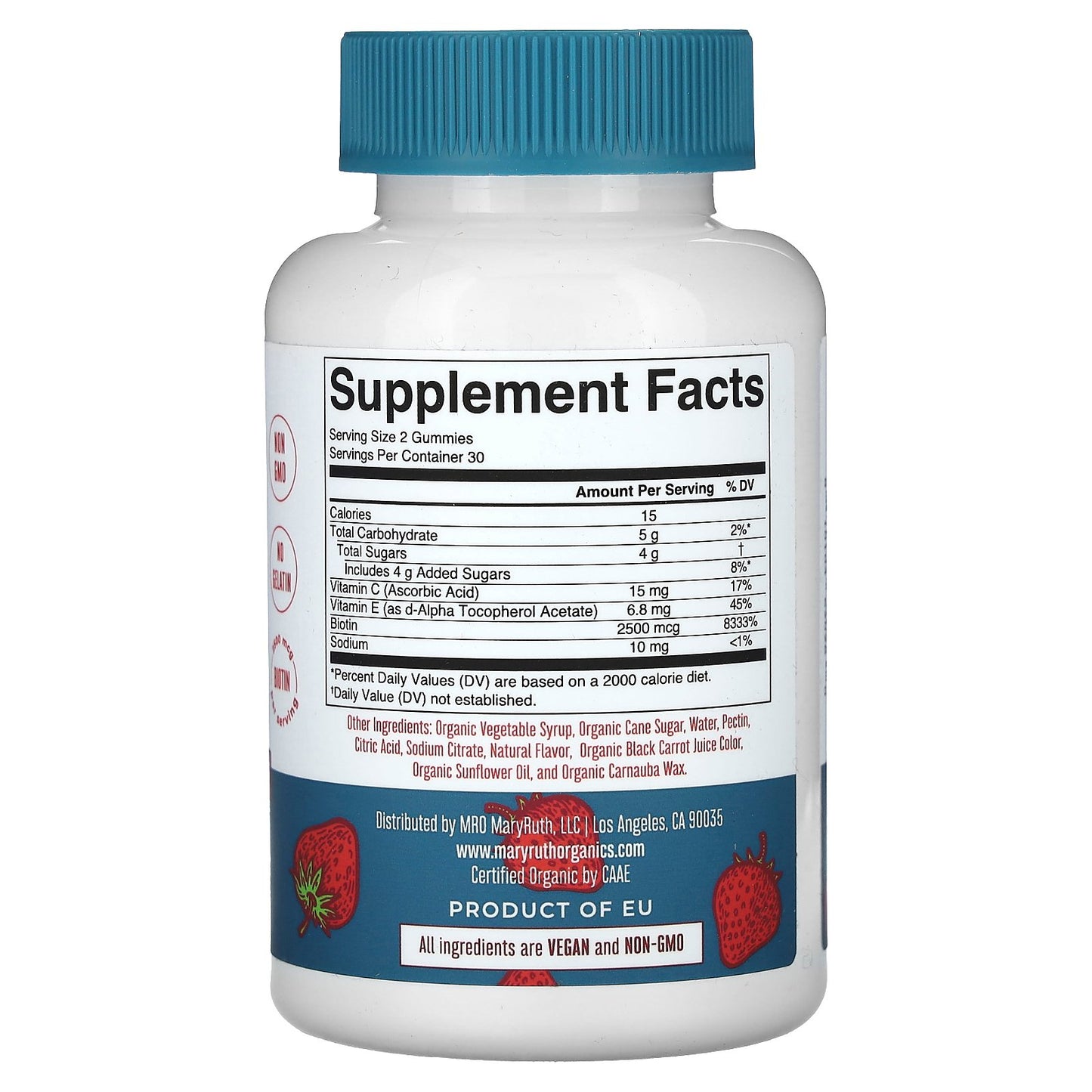 MaryRuth's, Organic Hair, Skin & Nails Gummies, Strawberry, 60 Gummies