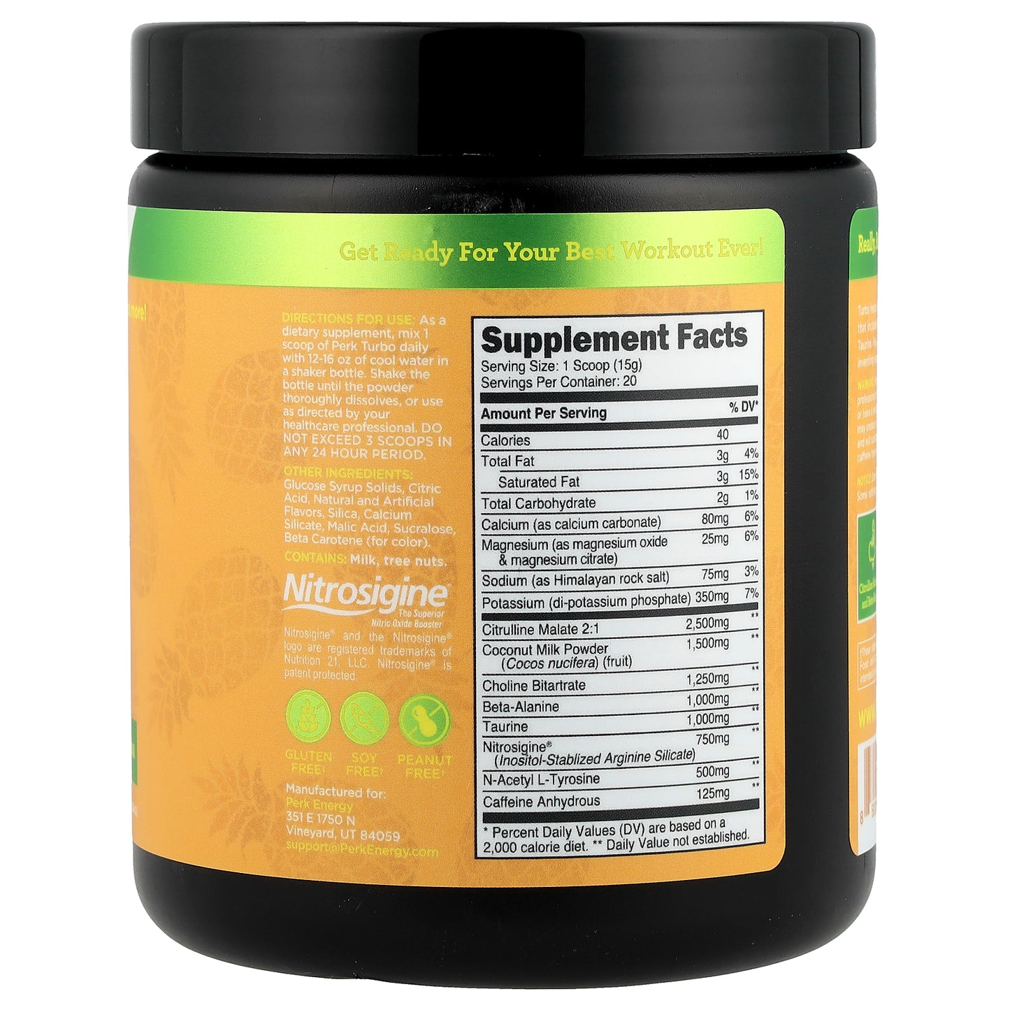 Perk Energy, Turbo, Pre-Workout, Pineapple Whip, 10.9 oz (304 g)