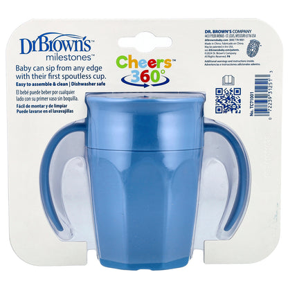 Dr. Brown's, Milestones™, Cheers360™, Spoutless Transition Cup, 6 Months +, Blue, 7 oz (200 ml)