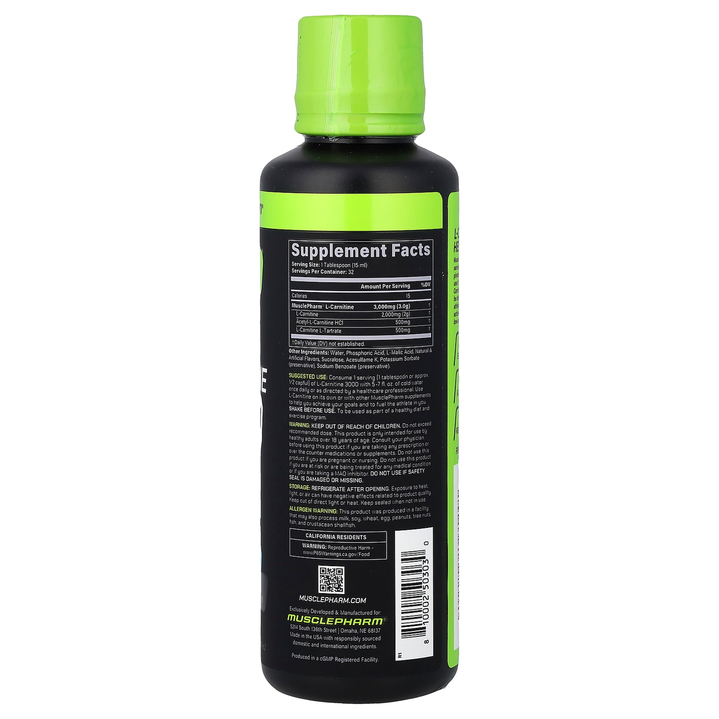 MusclePharm, Select L-Carnitine 3000, Blue Raspberry, 16 fl oz (480 ml)