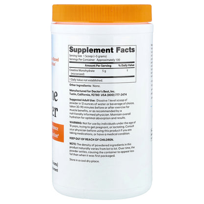 Doctor's Best, Creatine Powder, Unflavored, 17.85 oz (500 Grams)