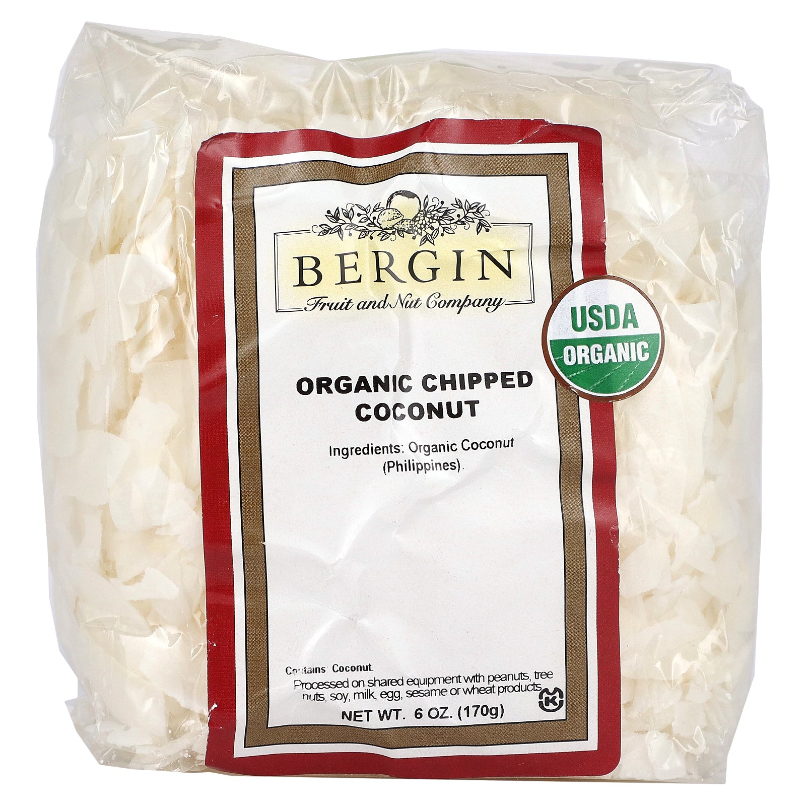 Bergin Fruit and Nut Company, Organic Chipped Coconut, 6 oz (170 g)