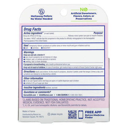 Boiron, Borax 6C, Meltaway Pellets, 3 Tubes, Approx. 80 Pellets Each