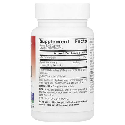 Planetary Herbals, Lion's Mane, 30 Vegan Capsules (500 mg per Capsule)