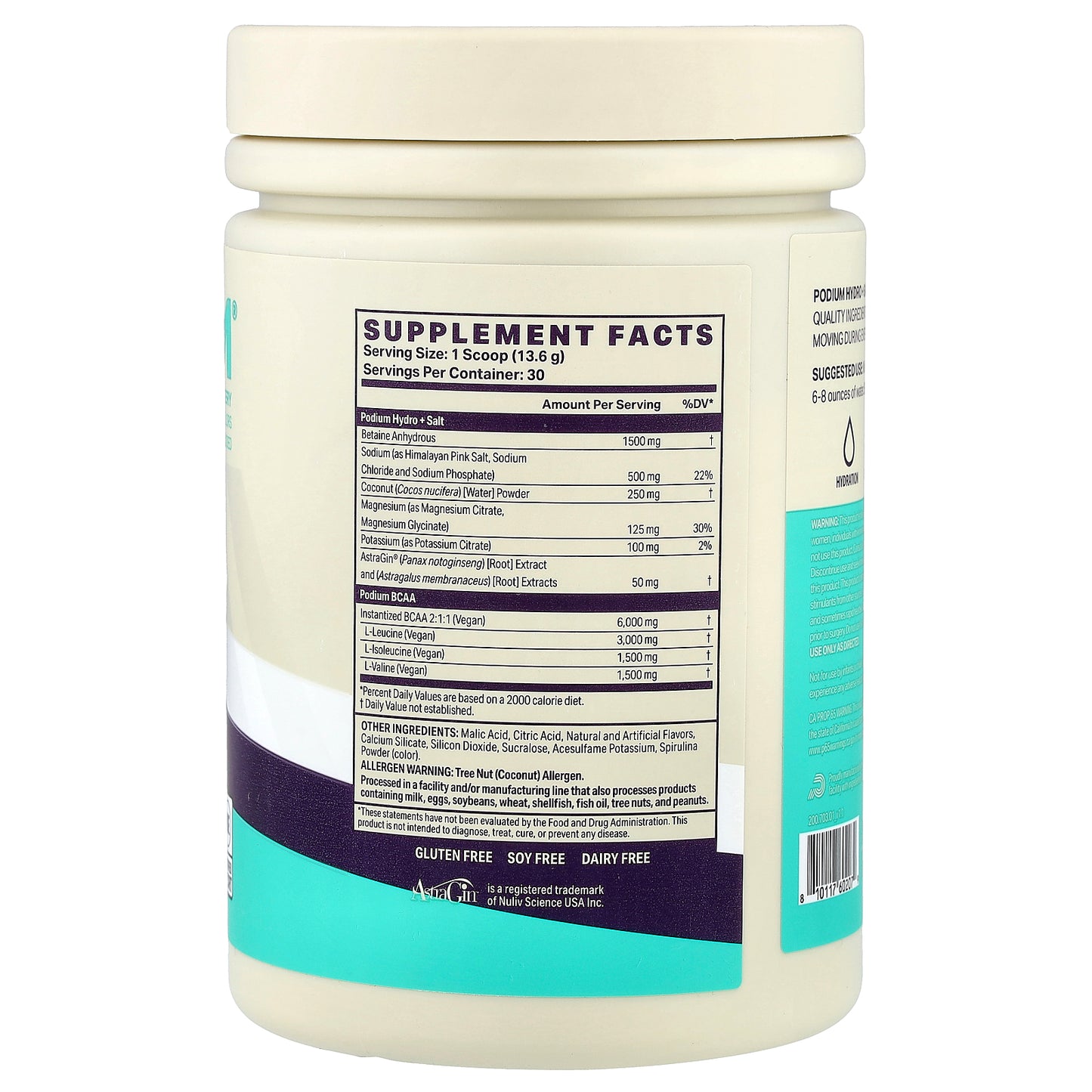 Podium Nutrition, Hydro & Salt 2025 + BCAA, Blue Razz Slushie, 14.39 oz (408 g)