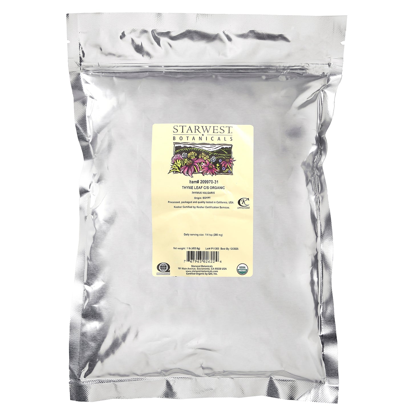 Starwest Botanicals, Organic Thyme Leaf C/S, 1 lb (453.6 g)