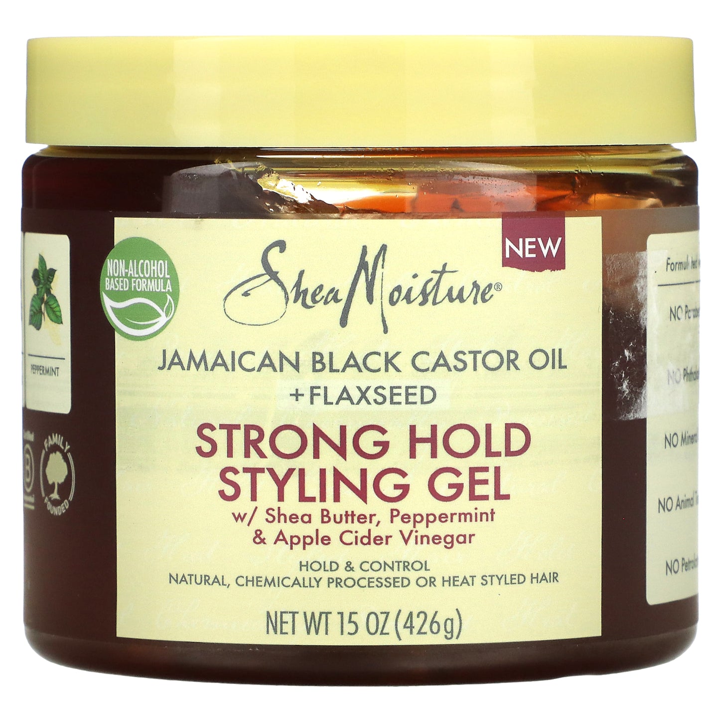 SheaMoisture, Strong Hold Styling Gel, Shea Butter, Peppermint & Apple Cider Vinegar, 15 oz (426 g)