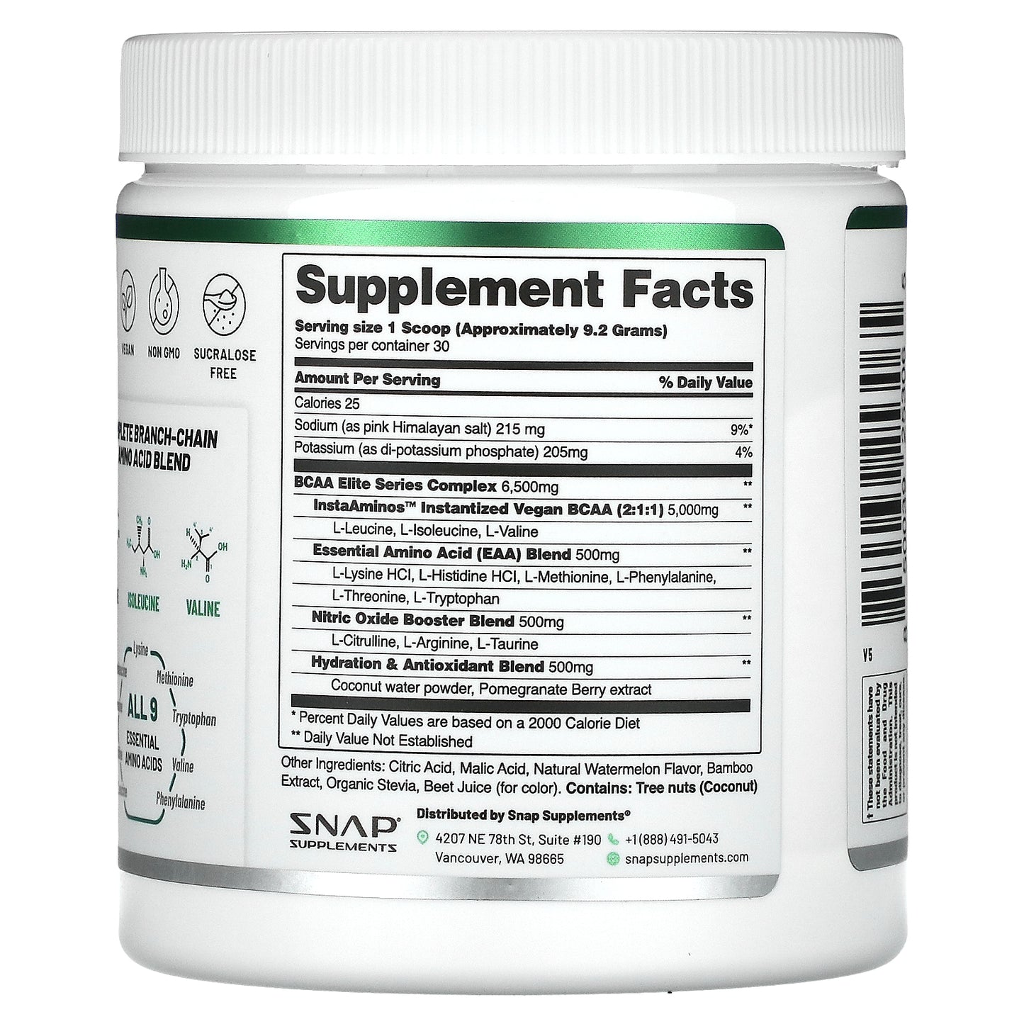 Snap Supplements, BCAAs, Pomegranate Watermelon, 9.77 oz (277 g)