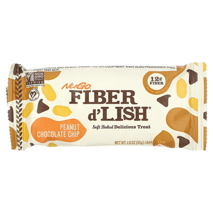 NuGo Nutrition, Fiber d'Lish, Peanut Chocolate Chip, 16 Bars 1.6 oz (45 g) Each