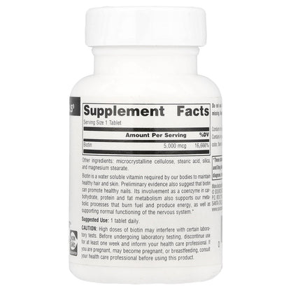 Source Naturals, Biotin, 5,000 mcg , 60 Tablets
