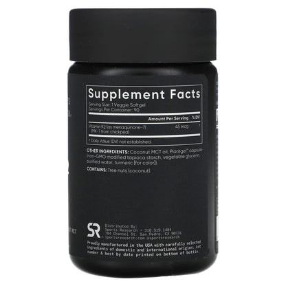 Sports Research, Vitamin K2, Low Dose, 45 mcg, 90 Veggie Softgels