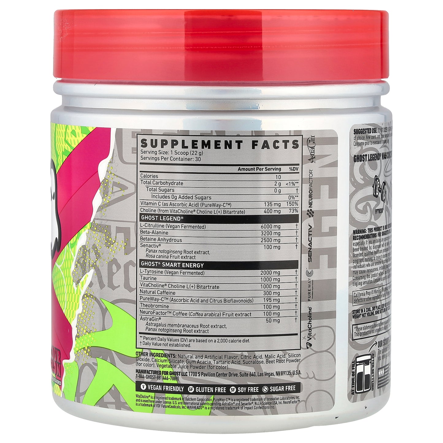 Ghost, Legend® Pre-Workout, Warheads® Sour Watermelon, 23.3 oz (660 g)