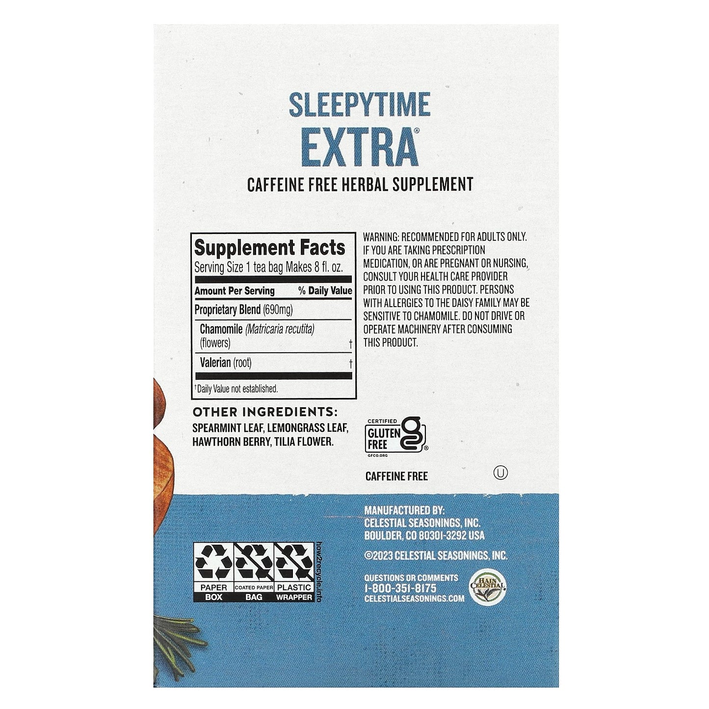 Celestial Seasonings, Wellness Tea, Sleepytime Extra, Caffeine Free, 40 Tea Bags, 2.5 oz (71 g)