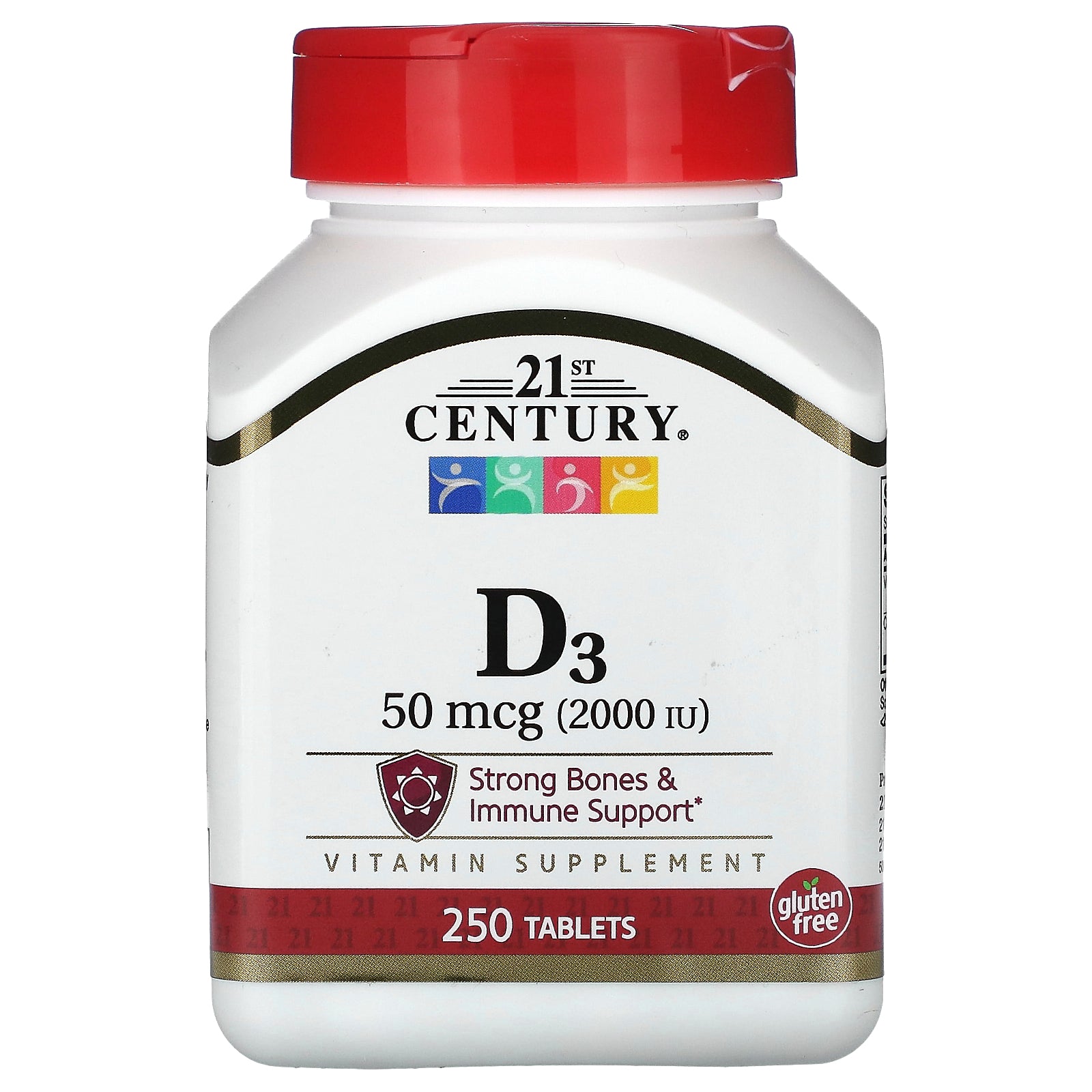 21st Century, D3, 50 mcg (2,000 IU), 250 Tablets