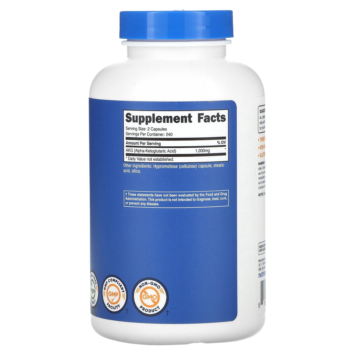 Nutricost, AKG (Alpha-Ketoglutaric Acid), 240 Capsules (500 mg per Capsule)