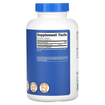 Nutricost, AKG (Alpha-Ketoglutaric Acid), 240 Capsules (500 mg per Capsule)