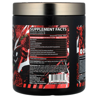 Nutrex Research, Outrage, Ultra Stim Pre Workout, Fruit Punch, 7.39 oz (209.64 g)