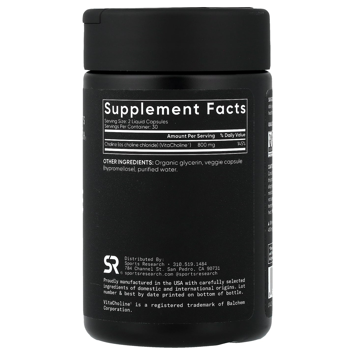 Sports Research, Choline, 60 Liquid Veggie Capsules (400 mg per Capsule)