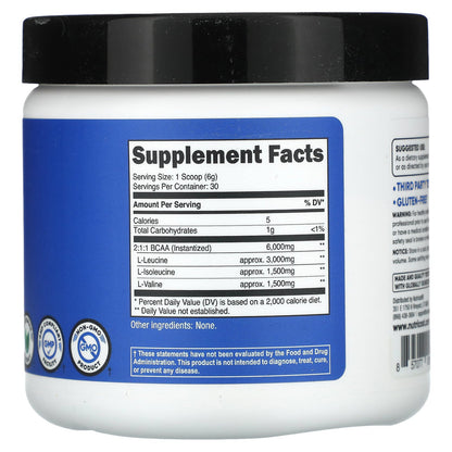 Nutricost, Performance, BCAA, Unflavored, 6.3 oz (180 g)