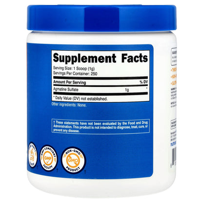 Nutricost, Agmatine Sulfate, Unflavored, 8.9 oz (250 g)