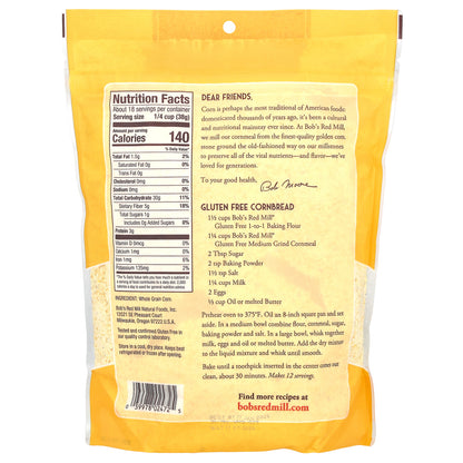 Bob's Red Mill, Cornmeal, Medium Grind, Whole Grain, 24 oz (680 g)