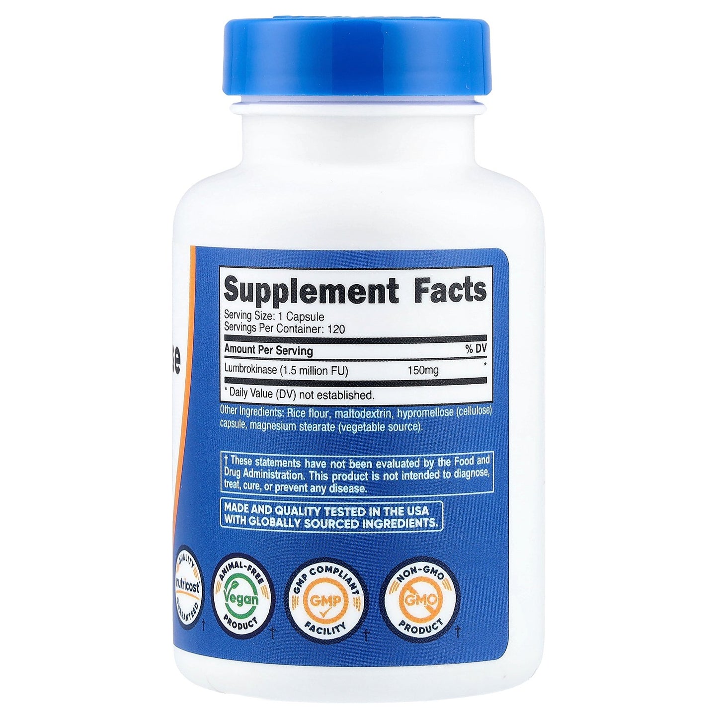 Nutricost, Lumbrokinase, 150 mg, 120 Capsules