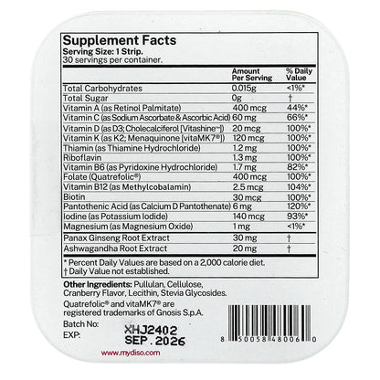 Diso, M-Vit, Cranberry, 30 Oral Strips