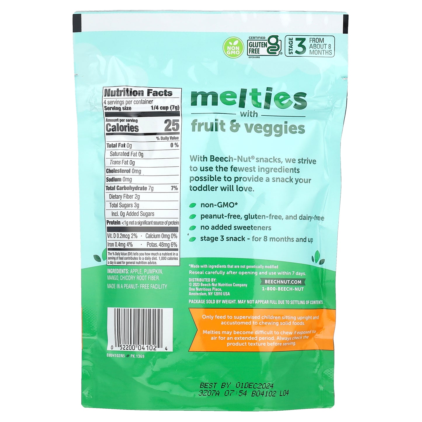 Beech-Nut, Melties with Fruit & Veggies, 8+ Months, Apple & Pumpkin, 1 oz (28 g)