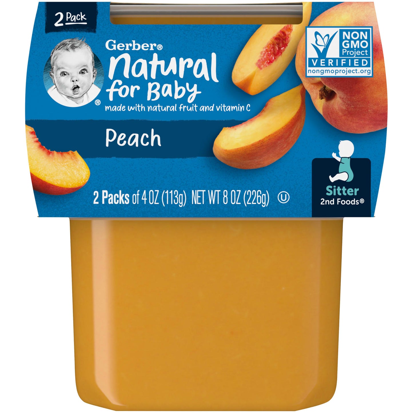 Gerber, Natural for Baby, 2nd Foods®, Peach, 2 Pack, 4 oz (113 g) Each
