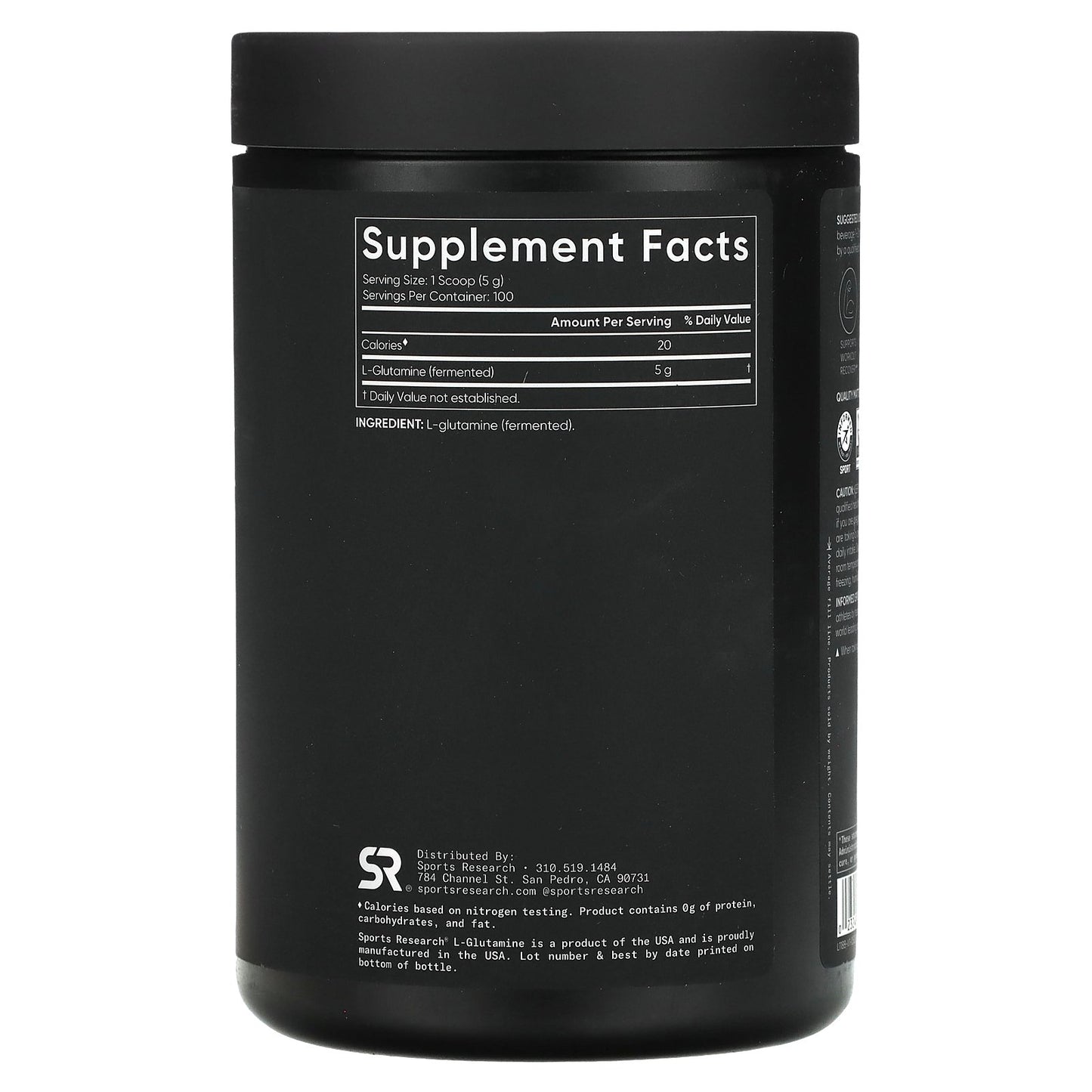 Sports Research, L-Glutamine, Unflavored, 1.1 lbs (500 g)