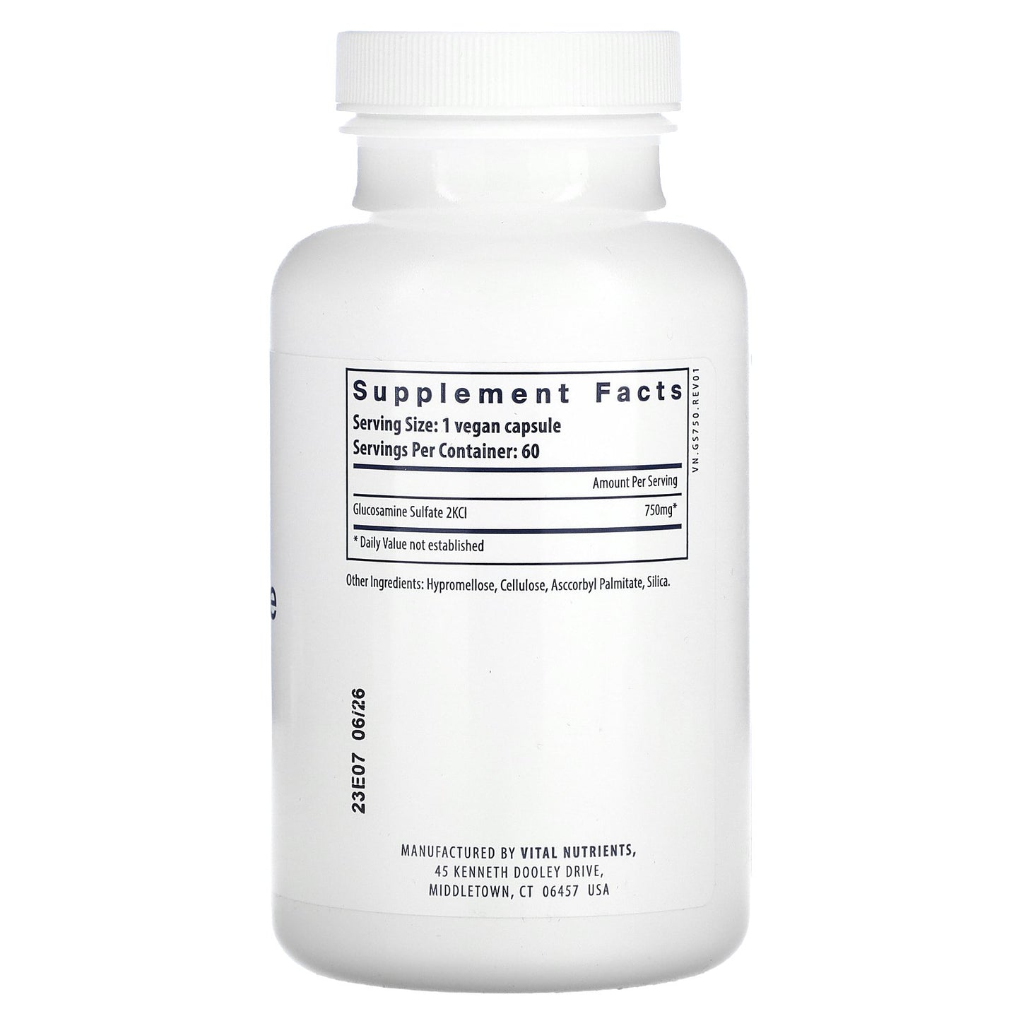 Vital Nutrients, Vegan Glucosamine Sulfate, 120 Vegan Capsules (750 mg per Capsule)