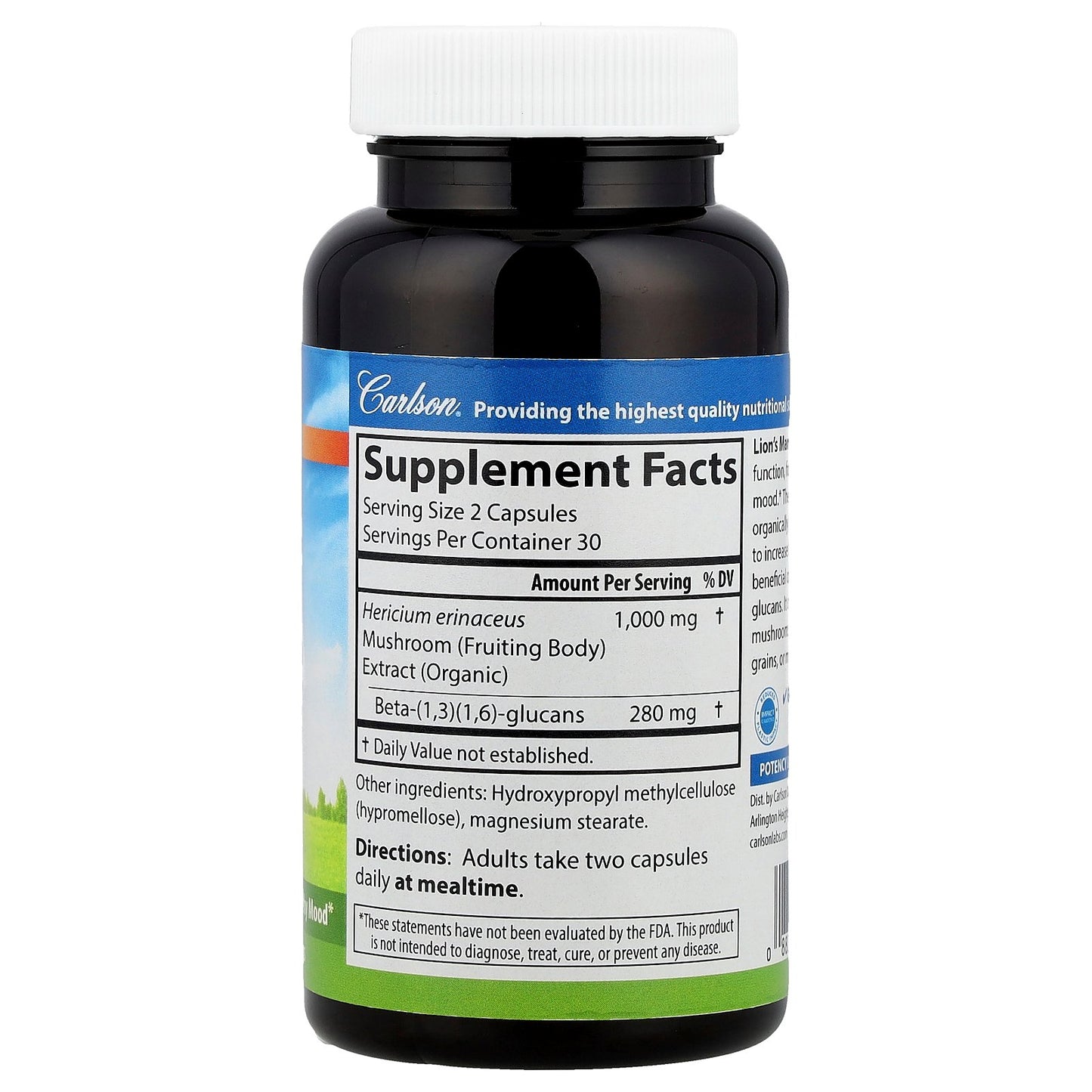 Carlson, Lion's Mane, 60 Vegetarian Capsules