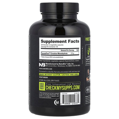 NutraBio, Performance, Micronized Creatine Monohydrate, 150 Capsules (833 mg per Capsule)
