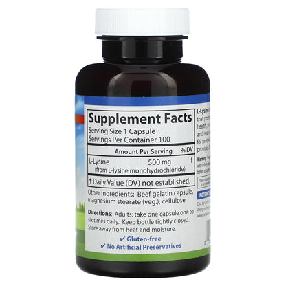 Carlson, L-Lysine, 500 mg, 100 Capsules