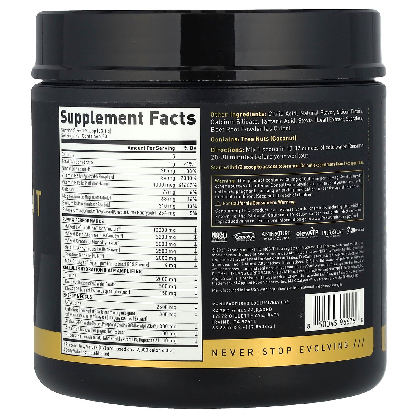 Kaged, Elite Series, Pre-Workout, Cherry Limeade, 1.46 lb (662 g)