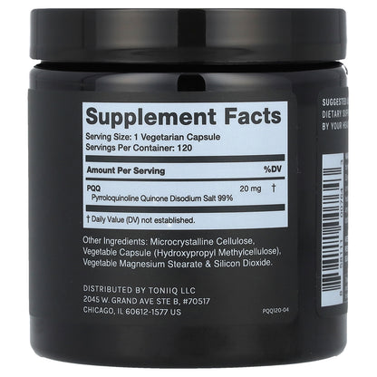 Toniiq, PQQ 20, 120 Capsules (20 mg per Capsule)