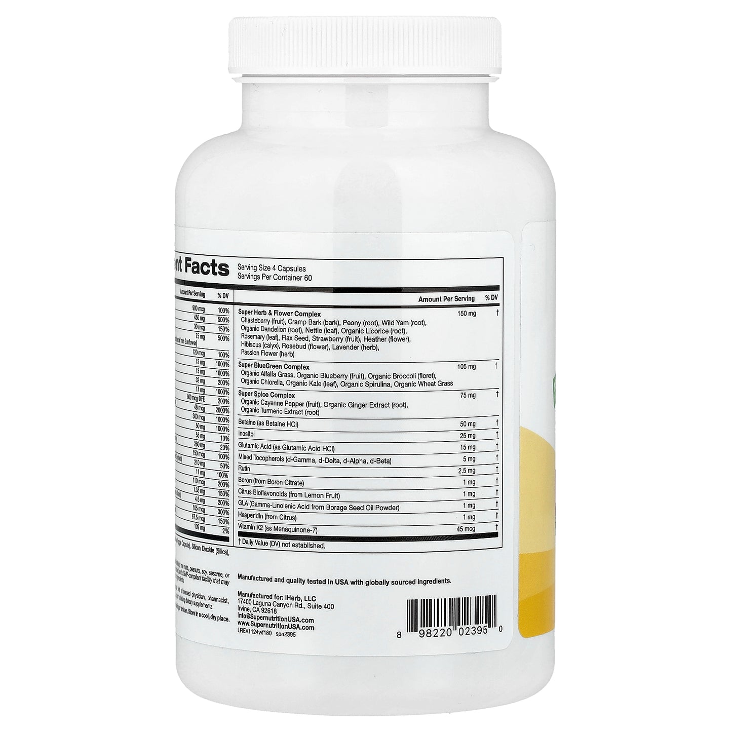 Super Nutrition, Women's Multivitamin with Super Balancing Botanicals, Greens, Spices and Vitamin A, Iron Free, 240 Veggie Capsules