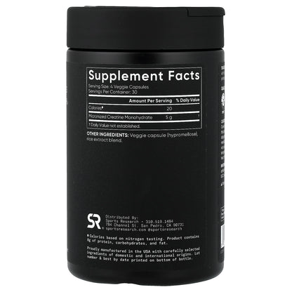 Sports Research, Creatine Monohydrate, Micronized, 120 Veggie Capsules (1.25 g per Capsule)