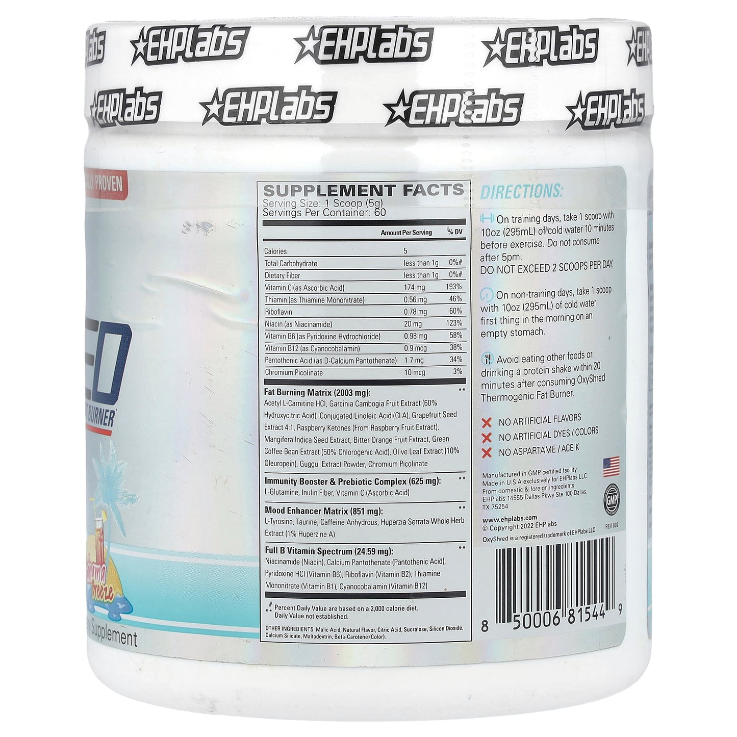 EHPlabs, OxyShred, Thermogenic Fat Burner, Bahama Breeze, 10.6 oz (300 g)