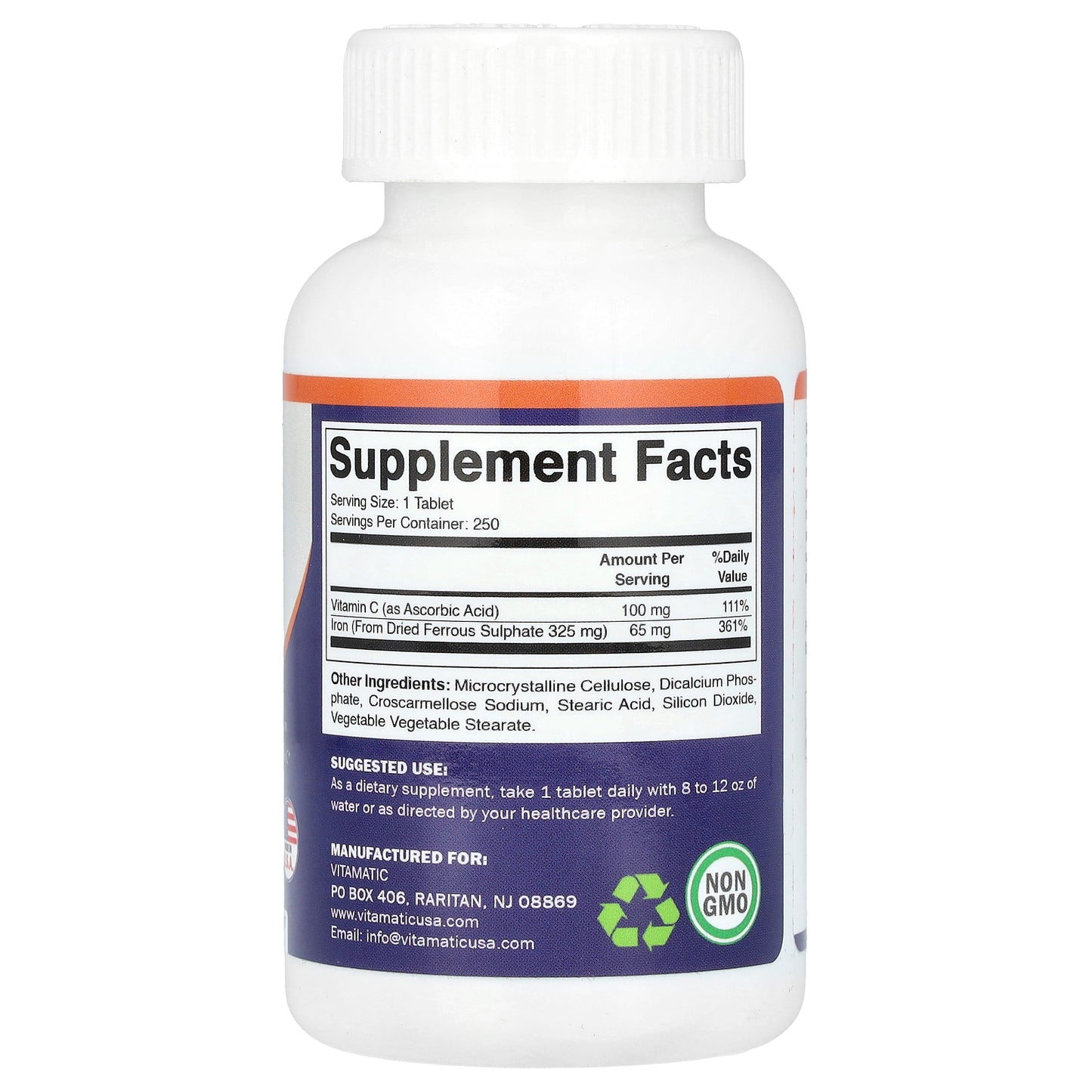 Vitamatic, Ferrous Sulphate + Vitamin C, 250 Coated Tablets