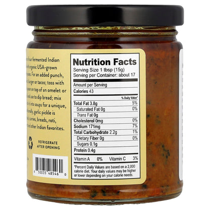 Pure Indian Foods, Organic Fermented Garlic Pickle, 9 oz (255 g)