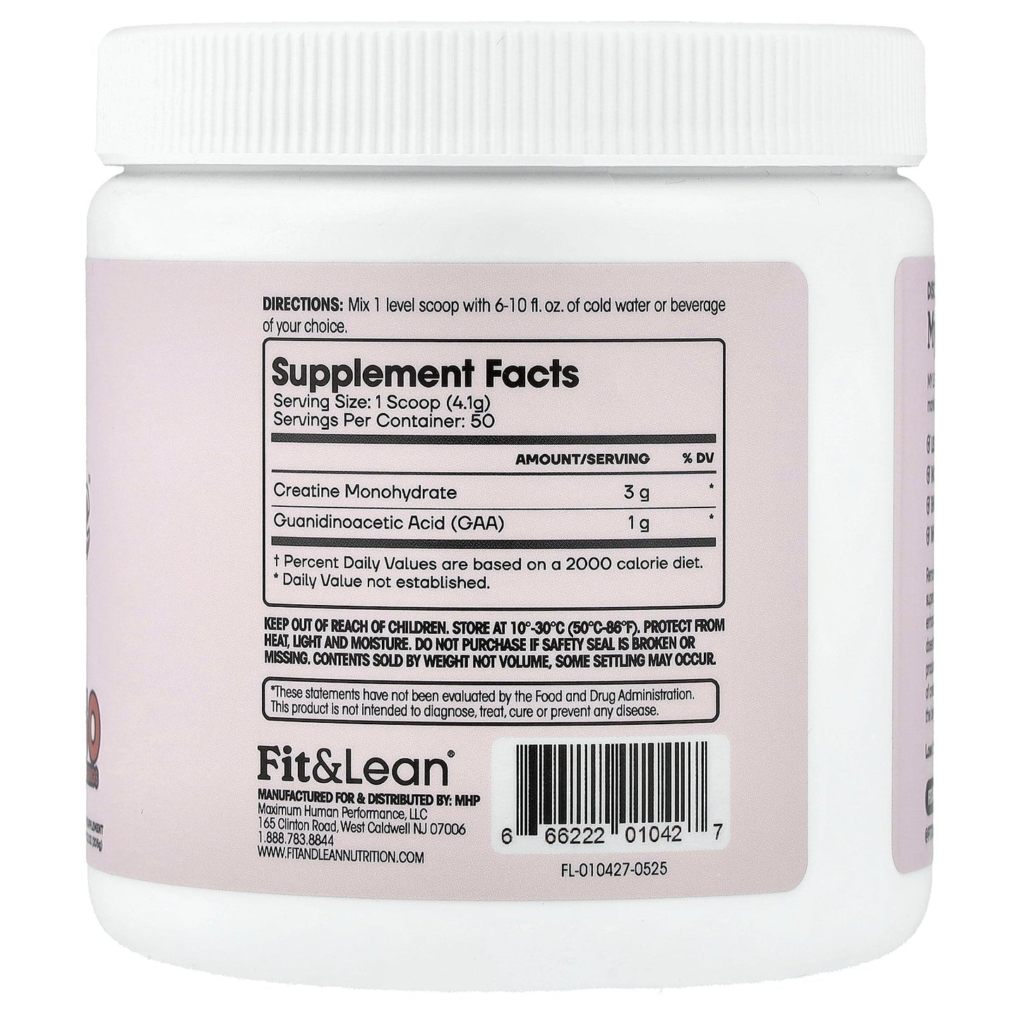 Fit & Lean, My Lean Creatine™, Unflavored , 7.2 oz (205 g)