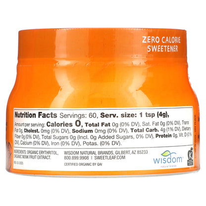 SweetLeaf Stevia, Monk Fruit, Organic Sweetener, Granular, 8.47 oz (240 g)