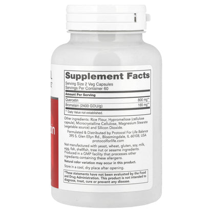 Protocol for Life Balance, Quercetin with Bromelain, 120 Veg Capsules