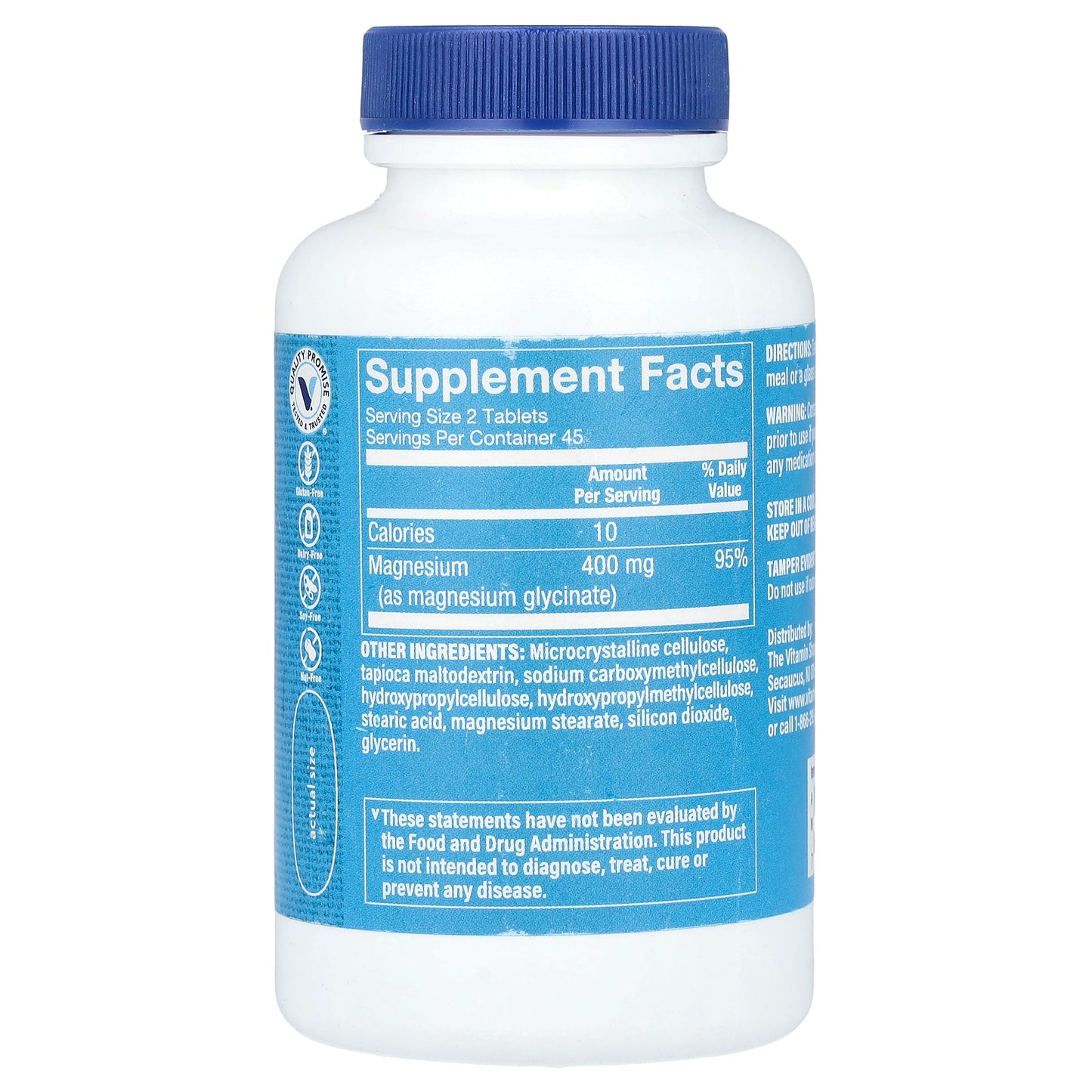 The Vitamin Shoppe, Magnesium Glycinate, 400 mg, 90 Tablets (200 mg per Tablet)