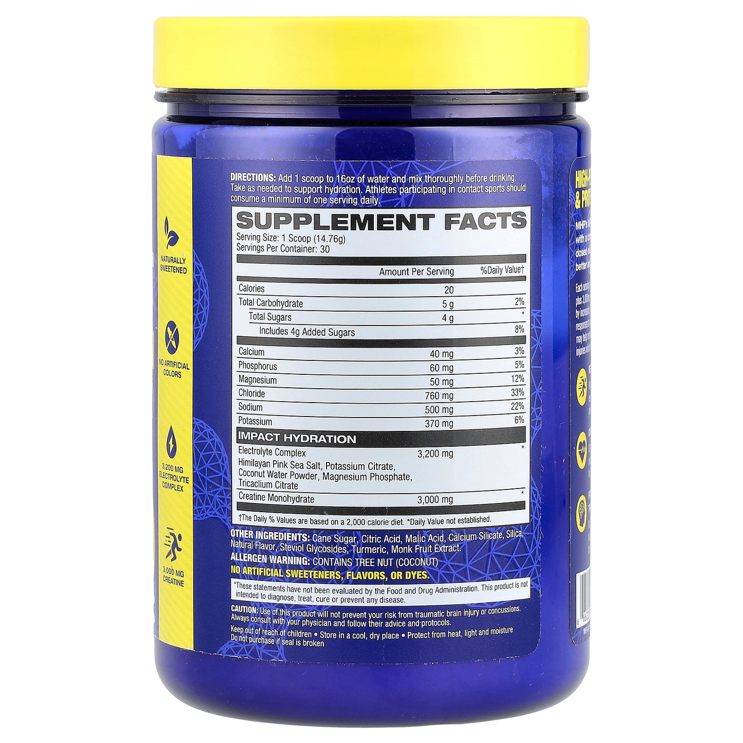 MHP, Impact Hydration, Electrolytes + Creatine, Lemon Lime, 0.98 lbs (15.6 oz)