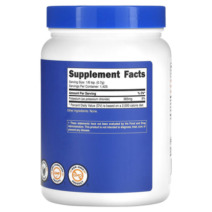 Nutricost, Potassium Chloride, Unflavored, 2.2 lbs (1 kg)
