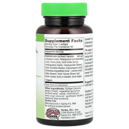 Herbs Etc., Loviral™, 60 Softgels