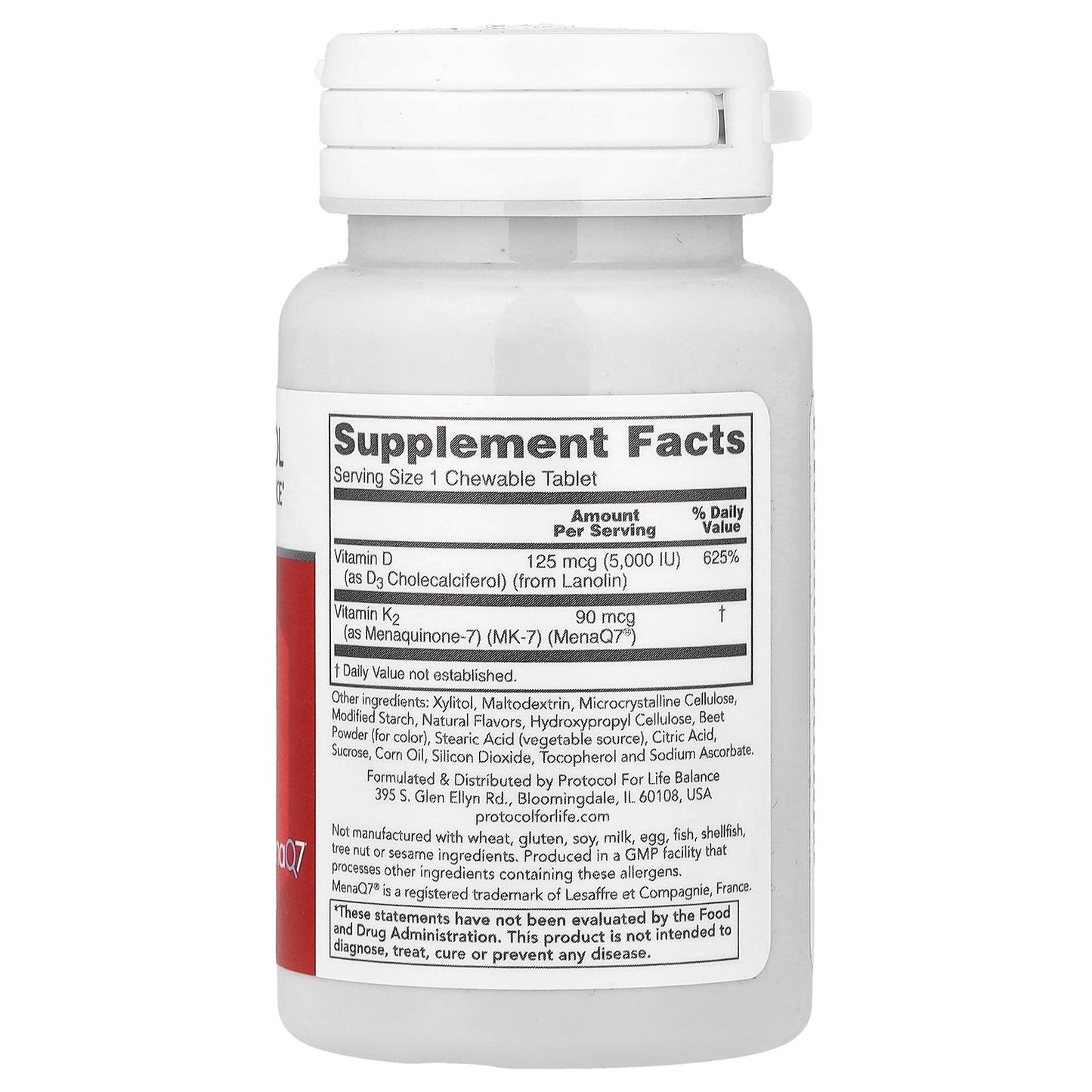 Protocol for Life Balance, Chewable D3 + K2, 90 Chewable Tablets