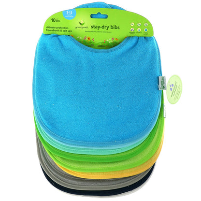 Green Sprouts, Stay-Dry Bibs, 3-12 Months, Aqua, 10 Pack